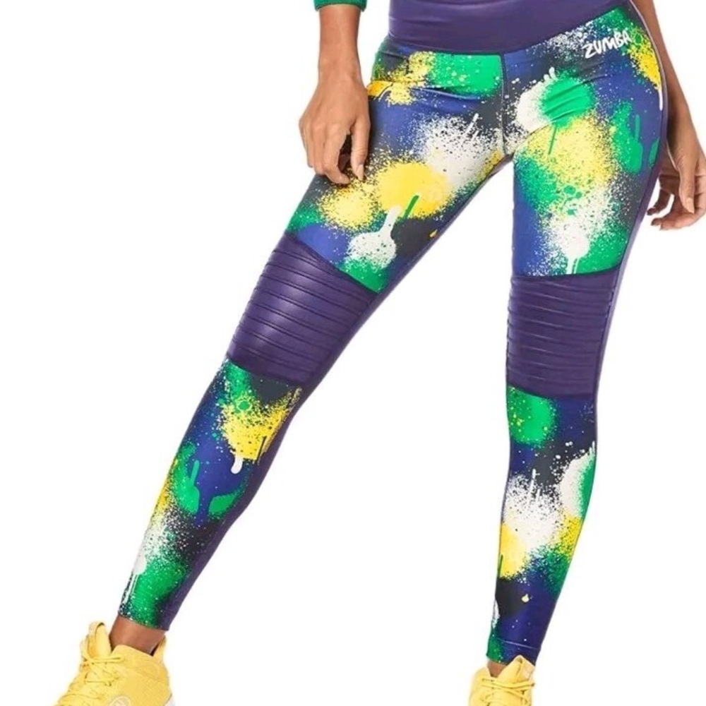 Zumba Fitness Green and Yellow Splash Leggings